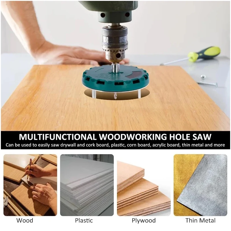 Wood Plasterboard Plastic Aluminum Board 45mm-130mm Woodworking Hole Opener Cutting Tools Adjustable Hole Saw Diameter