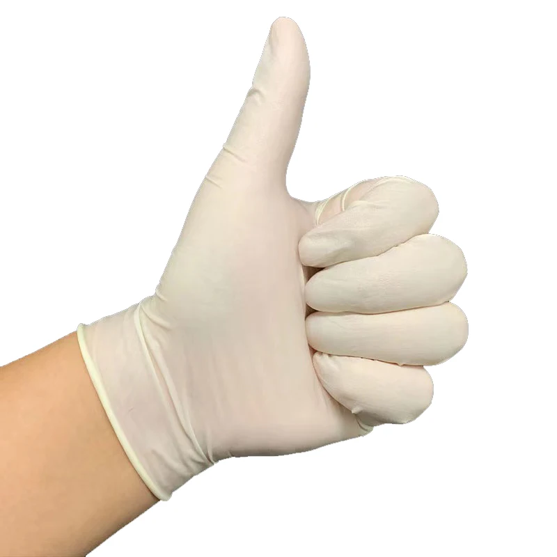 Фабричные высококачественные белые одноразовые перчатки без порошка, лабораторные немедицинские латексные перчатки для осмотра