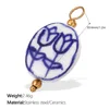 Pj358bewg blue and white ceramic pendan-Gold