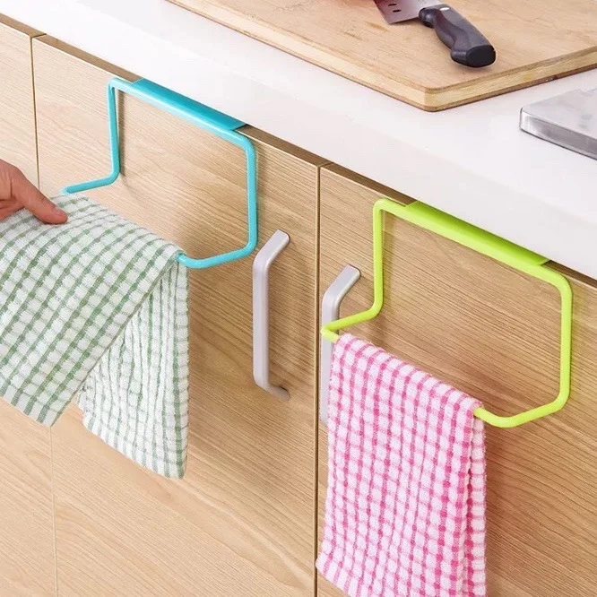 Kitchen cabinet rag towel rack perforation-free storage rack door back single-pole arrangement lazy shelf wholesale