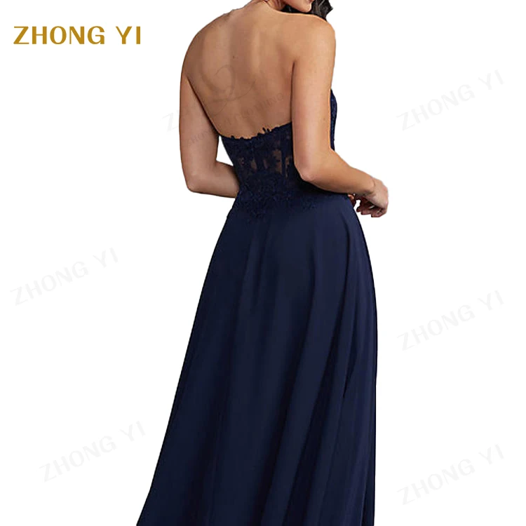 Custom Women Spring Summer Senior Lace Embroidery Silky Long Dress A-Line Elegant Formal Floor Length Party Evening Dresses