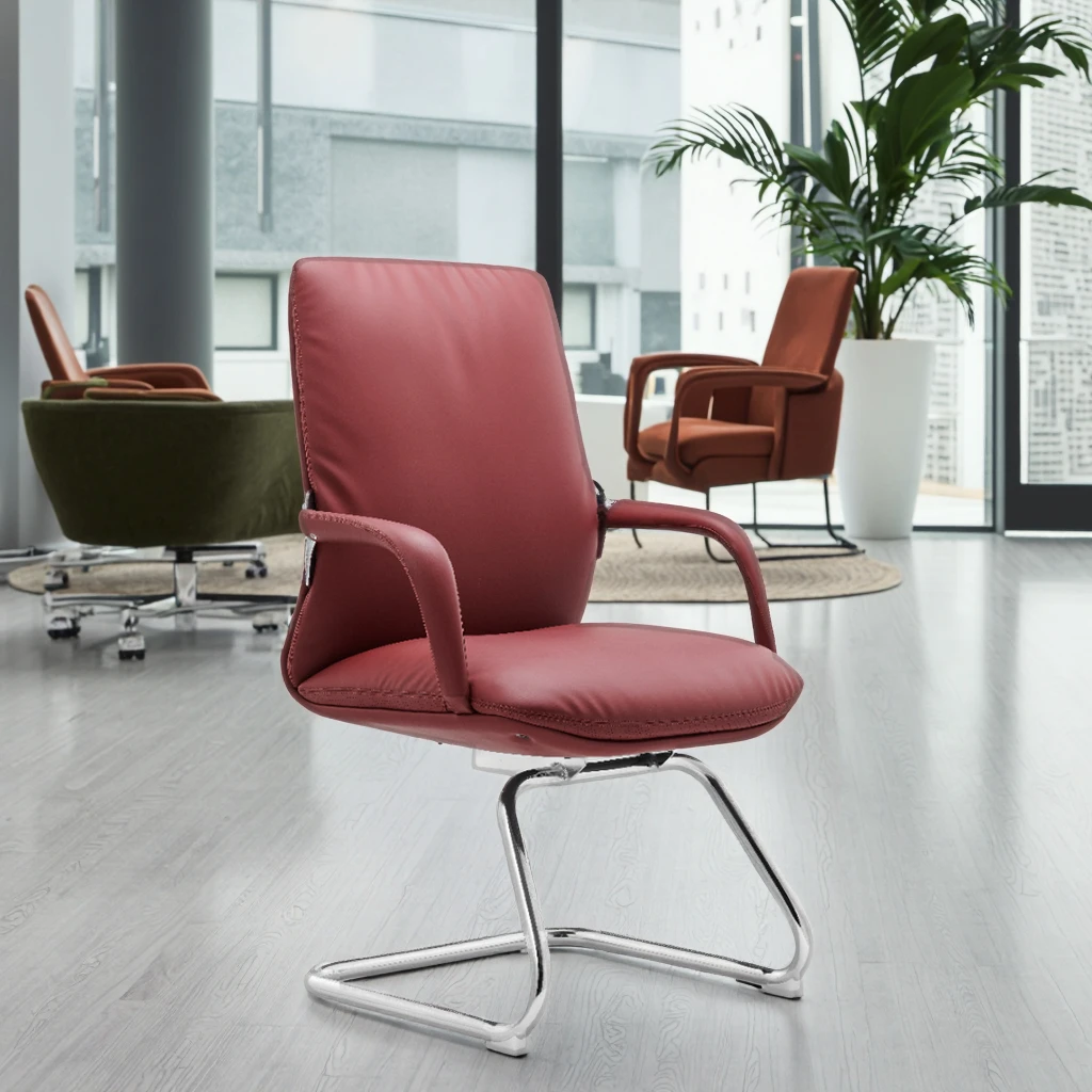 Modern Arc Frame Guest Chair Steel Core Construction Compact Meeting Room Solution 2