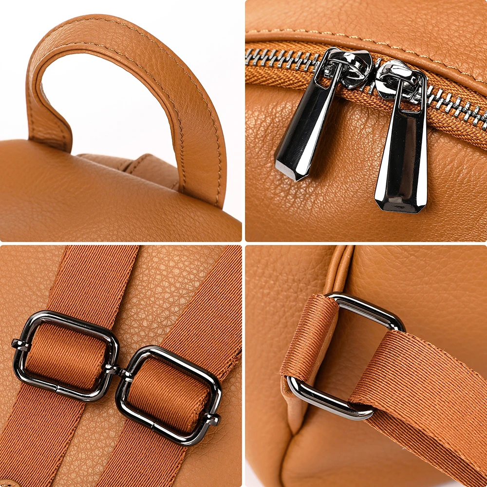 convertible purse backpack leather TOTE - CHOCOLATE MATTE Women's Black Leather Backpack water bottle Women's Rucksack Colour:West Ham.