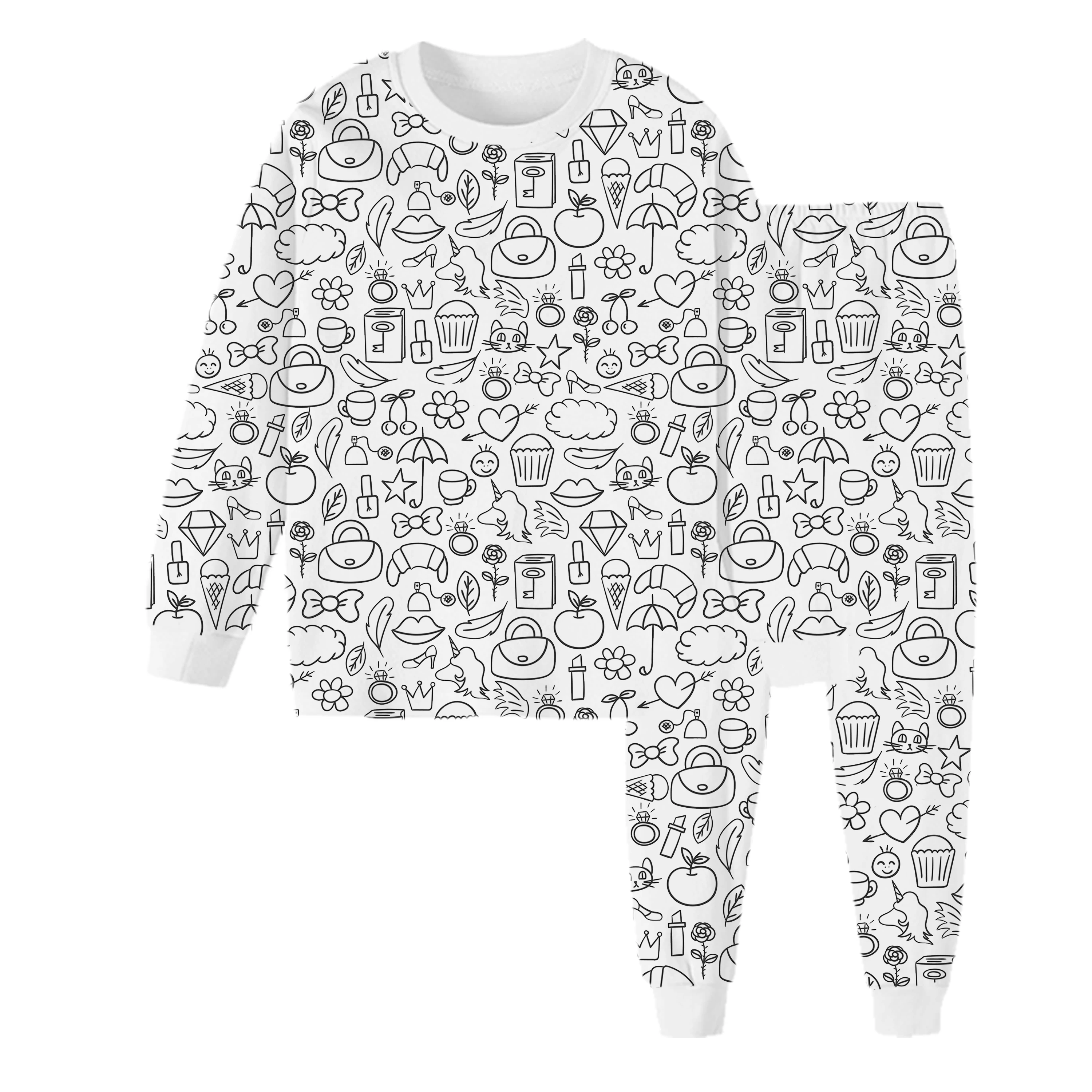 CUSTOM KIDS PAJAMAS EXCLUSIVE PATTERN ALL COLORME PAJAMA  PRINTS TWO PIECE SET BIRTHDAY CELEBRATION