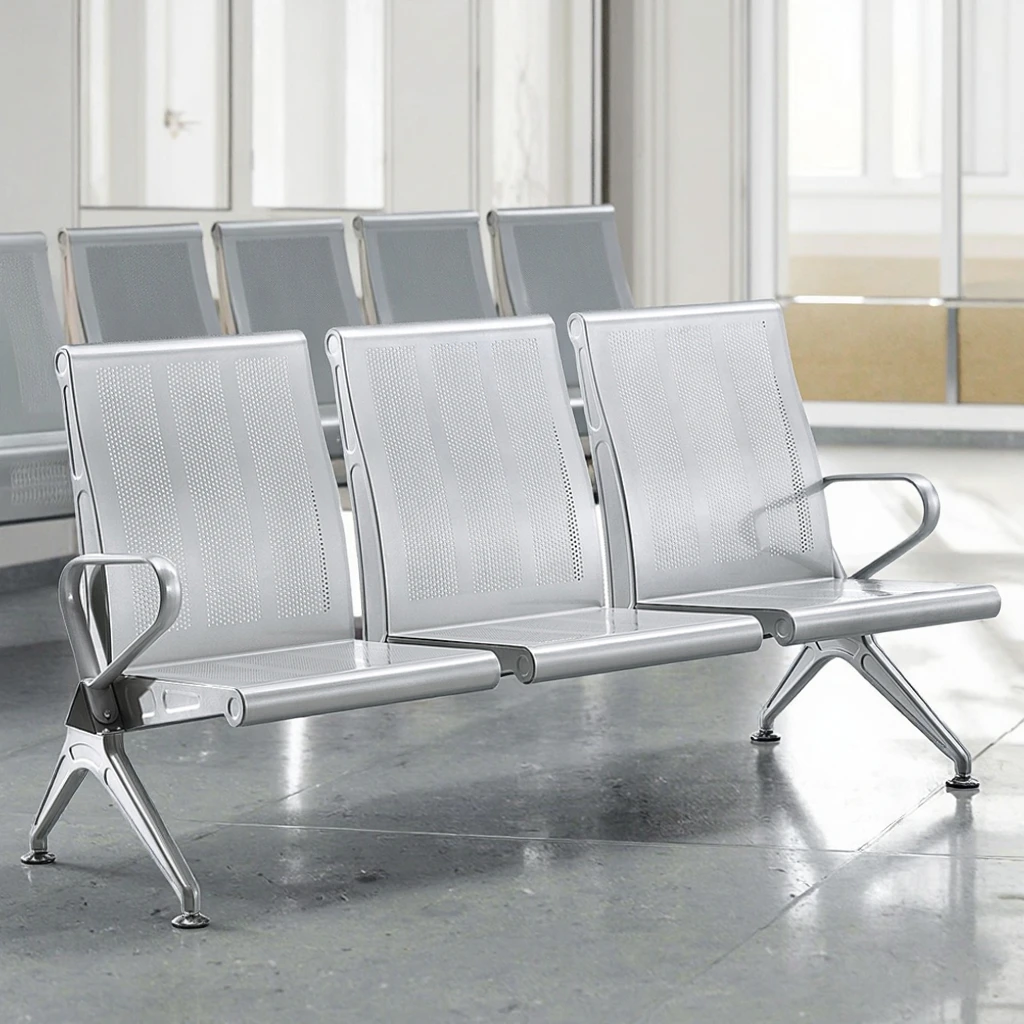 Stainless Steel Modern Hospital Chair with Durable Eco-Friendly Design Foam Cushion MDF Panel Fixed Base for Commercial Use 3