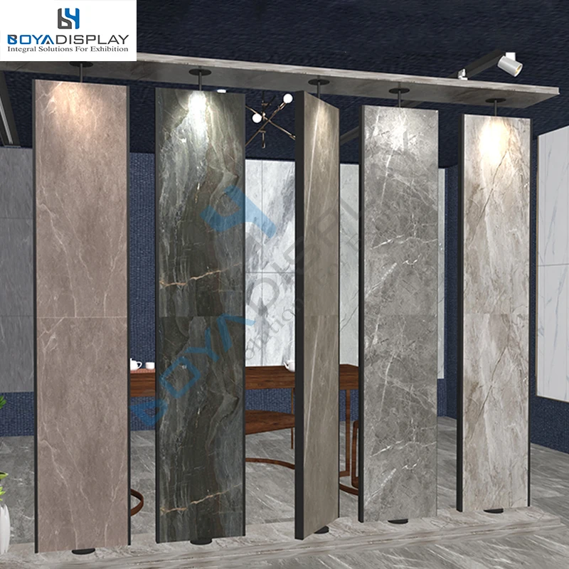 New Style Customized Tile Display Metal Rack 360 Degree Rotating Simple Ceramic Tile Marble Stone Sample for Showroom