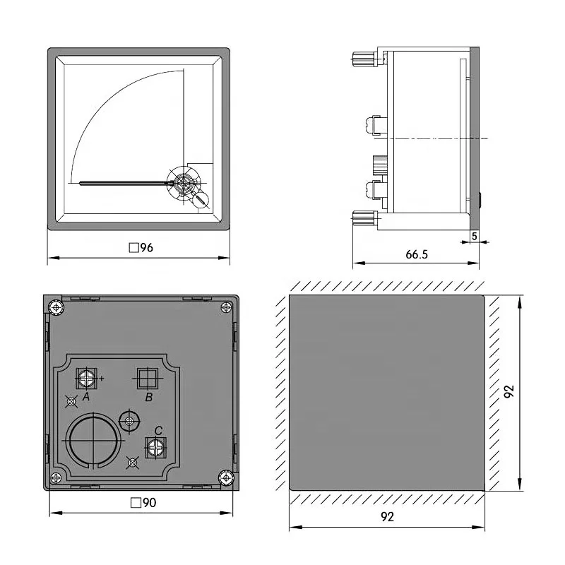 Fréquencemètre Unidata 57-63Hz 220V – Format 72x72mm, Modèle LFQE725763-220