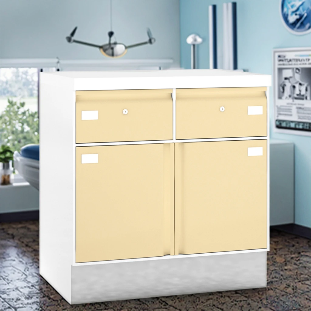 Medical Base Organizer Module Dual Drawers Doors for Hospital Laboratory Supplies Antimicrobial Coating Eco-Friendly Stainless 5