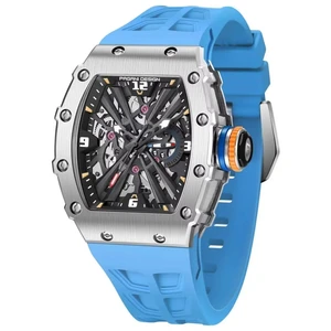 Factory Mens Quartz Watches Top Luxury Watch for Men Sapphire Mirror Waterproof Wristwatches Tonneau-shaped Skeleton Watches