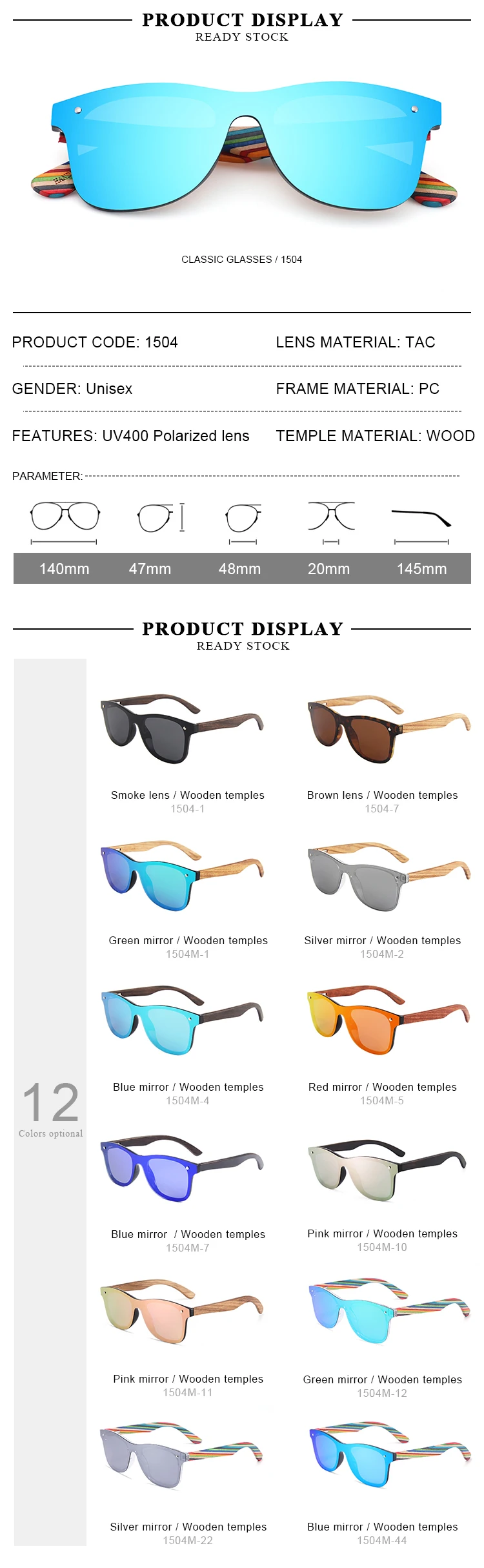 Hot Selling Wooden Sunglasses Custom Polarized Mirror Wood Sunglasses ...
