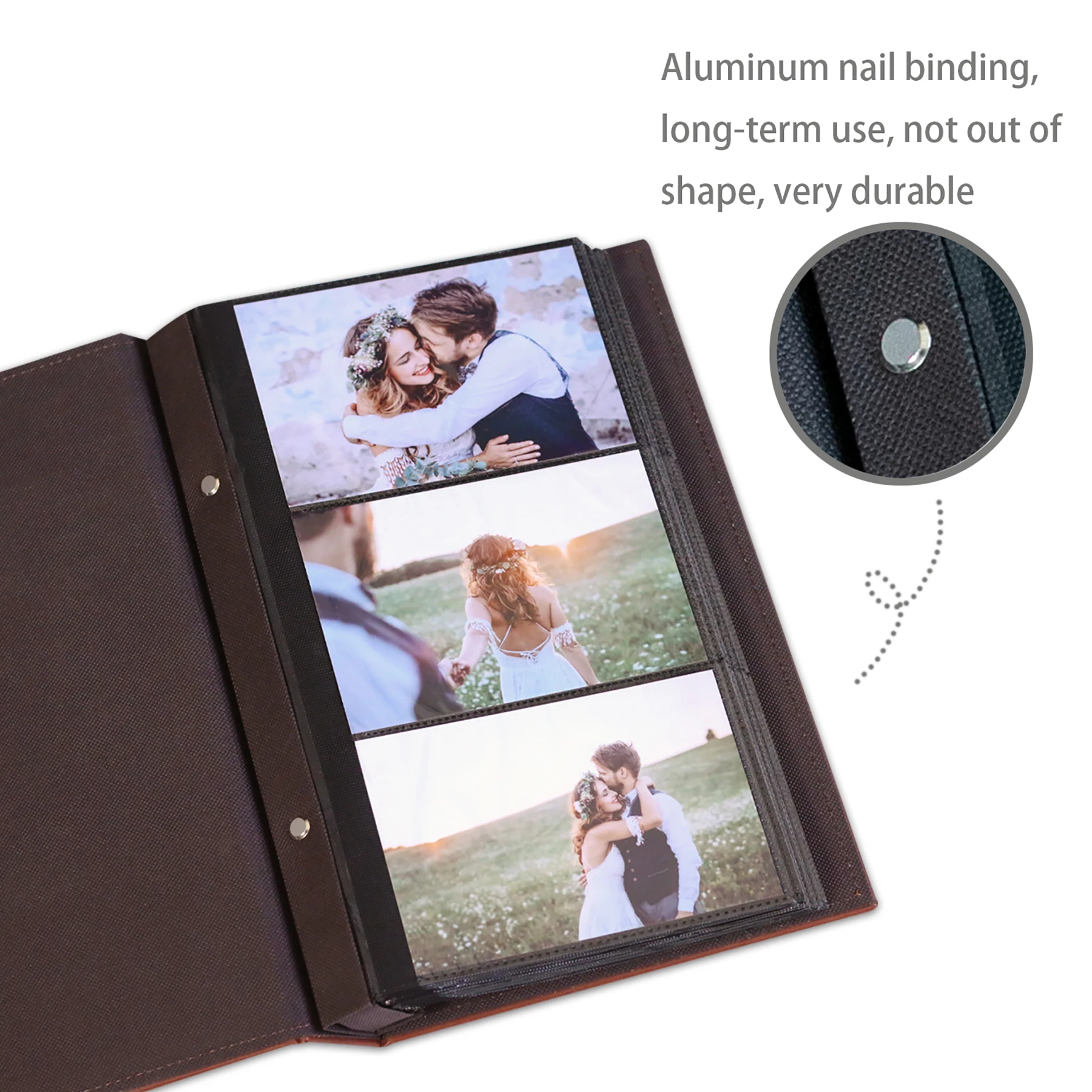 Фотоальбом 300 карманов для фотографий 4x6 дюймов, кожаный чехол большой емкости, книга с фотографиями для свадьбы, семейного отпуска ребенка (коричневый)