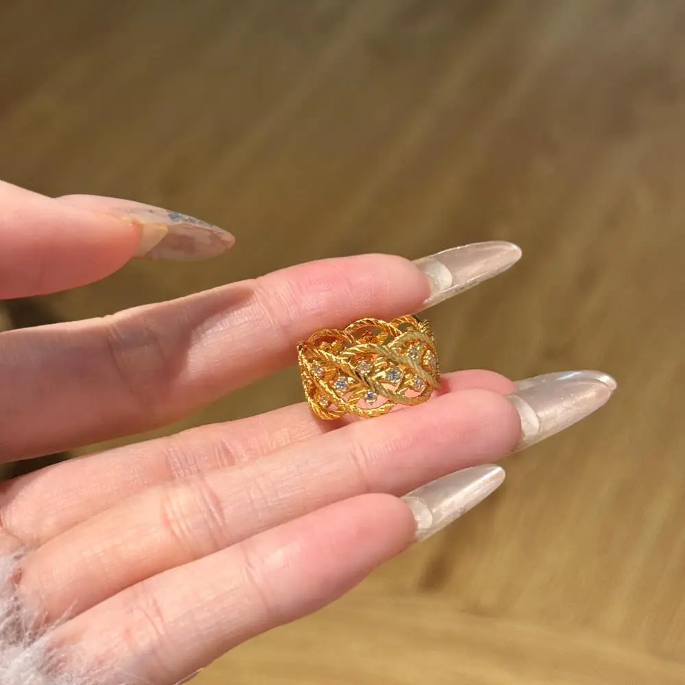 KAKODIY Chunky Luxury Women's 22K Gold Plated Ring Jewelry Engagement 925 Sterling Silver Ring detail 5