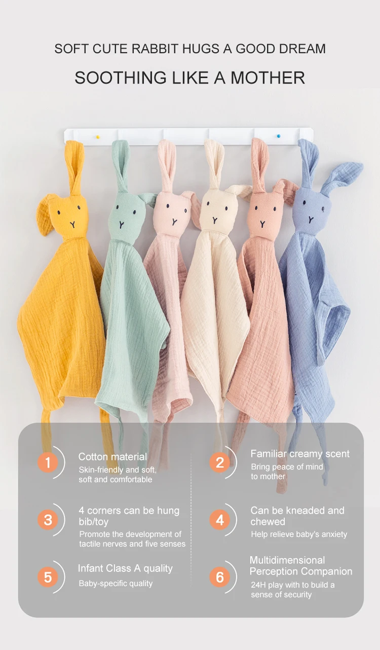 Wholesale Cute Comforter Lovely Animal Cotton Blanket Muslin Bunny Baby Security Blanket Buy