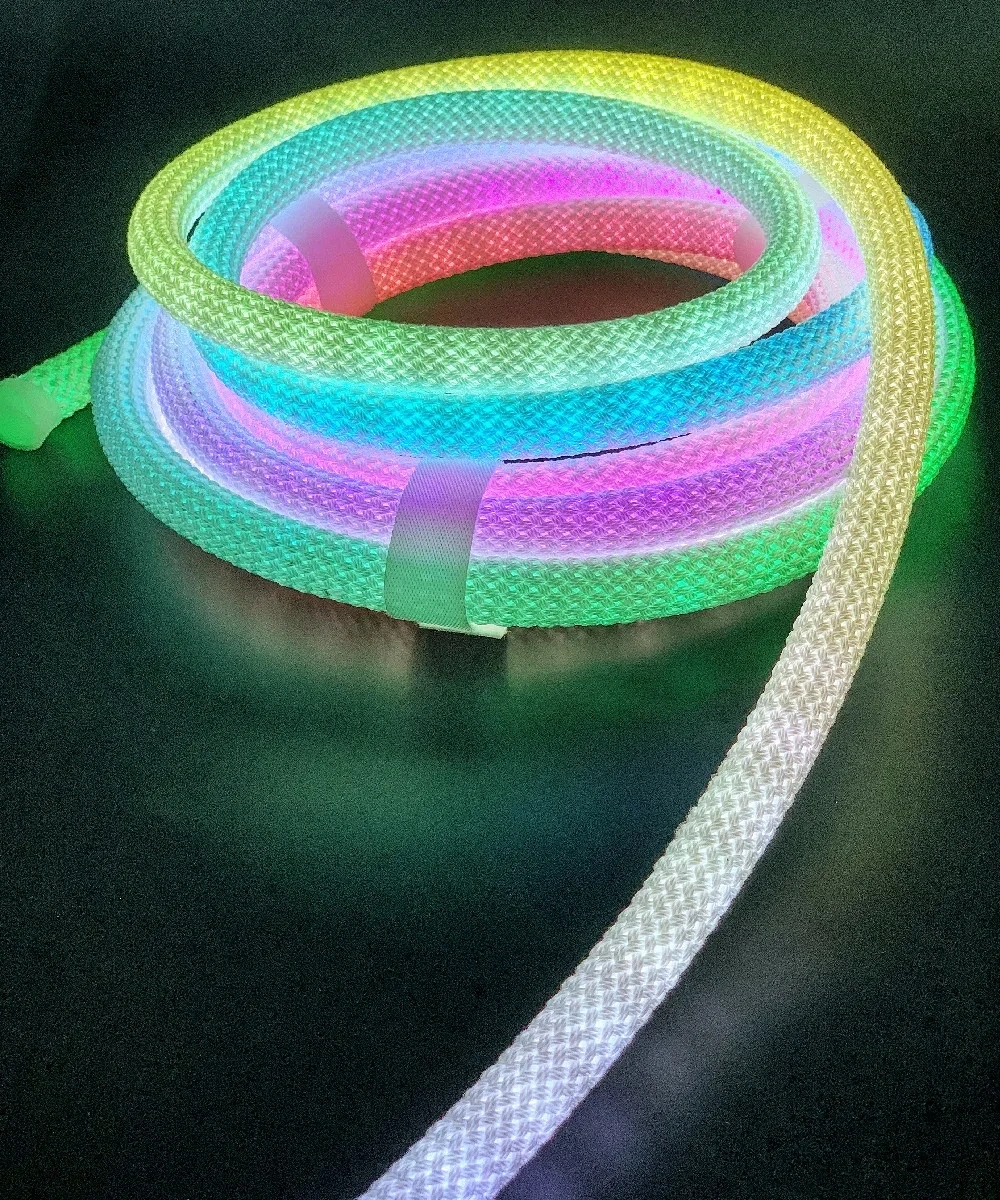 WS2812B WS2811 Round Reticulate Pattern Neon LED Strip 50Leds/m 360 Degree Smart RGB IC Flexible Silicone Light Tape IP67 DC5V