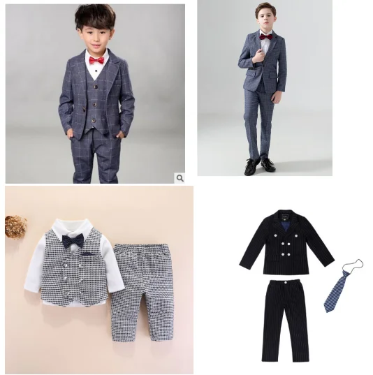 2022 Striped Toddler Kids Wedding Uniform Baby Boy School Suit Dress