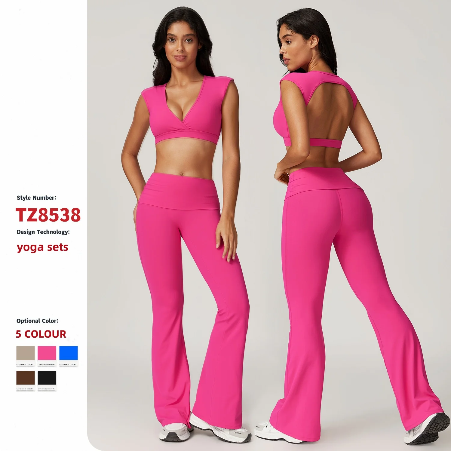 Visoka kvaliteta Sexy Bez leđa Brzo suši Yoga set Zenski širenih Pantalona Oduvljive Jogging Pantalone Progibne Yoga Pantalone Stretch Dole Legins Setovi za žene