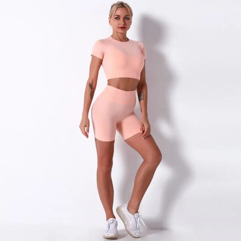 Women Suspender Crop Tops Suit Short Sleeve Shorts 2 Piece Sportswear Ladies  Jogger Summer Gym Biker Sport Two Piece Outfits Set - Short Sets -  AliExpress