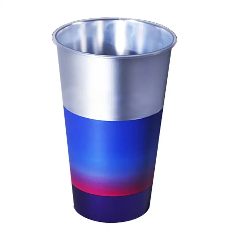 Disposable Injection-Molded Cups with Metallic Silver In-Mold Labels - Gradient Color, Suitable for