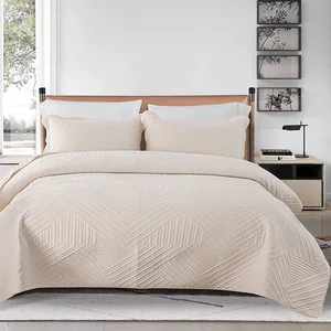 Hot Selling Back All Plain Low Moq Bedspread Quilted Bedspread Set Cotton Fabric Bed Sheet With Pillowcase