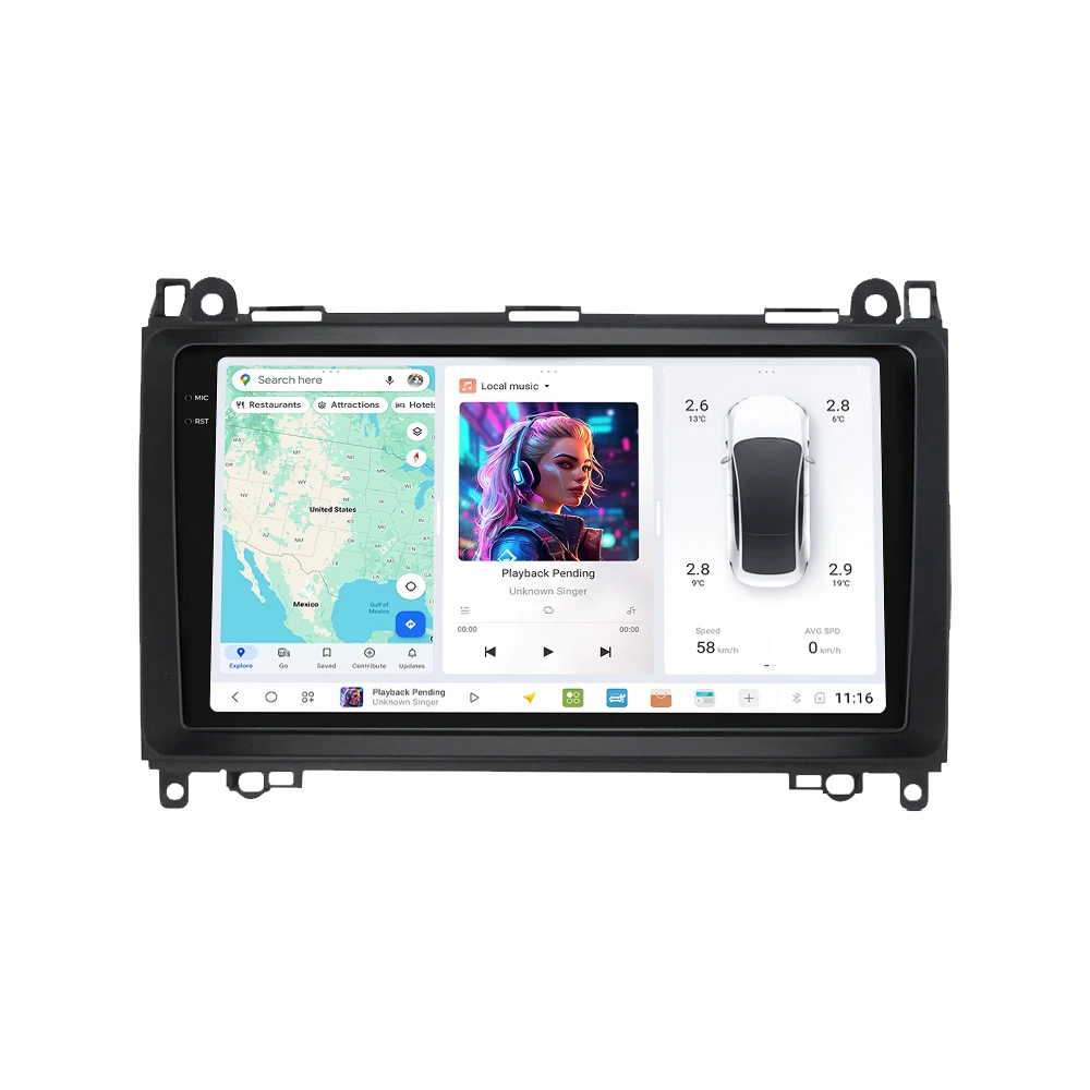 Autoradio Android 9" Per Mercedes Classe A W169, B W245, Vito W639, Viano W639, Sprinter W906 | 2G+64G | Carplay Wireless E Android Auto