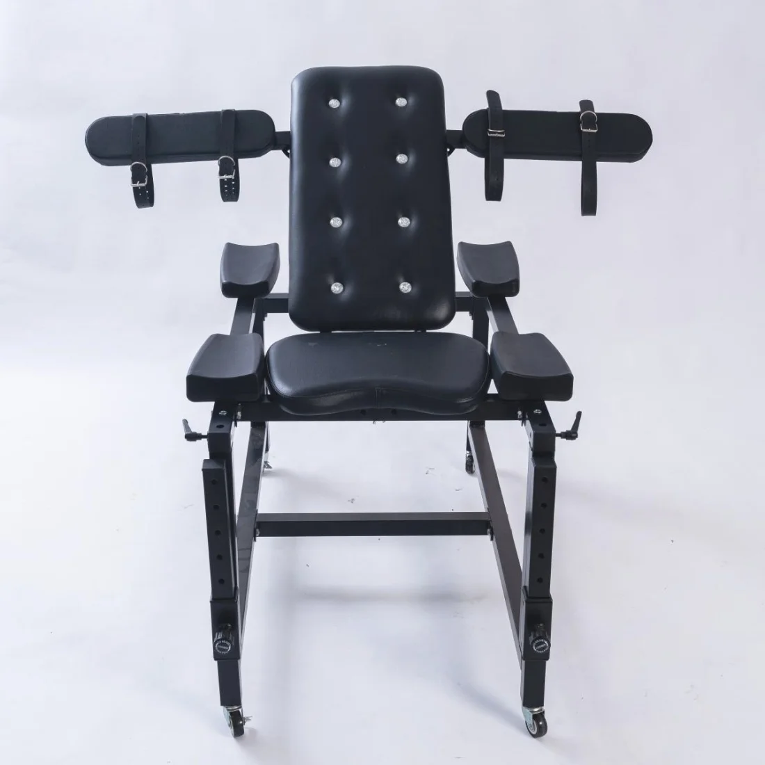 Pro BDSM Throne System: Open-Leg Spreader Chair with Built-In Sex Machine & 6-Point Restraint Harness