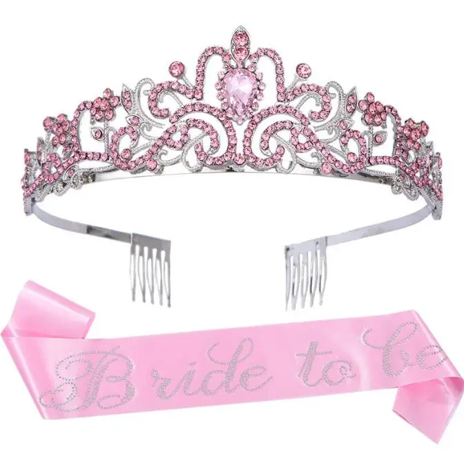 Со словом «Невеста» пояс из хрустального сплава с тиарой для девочек на день рождения и поясом