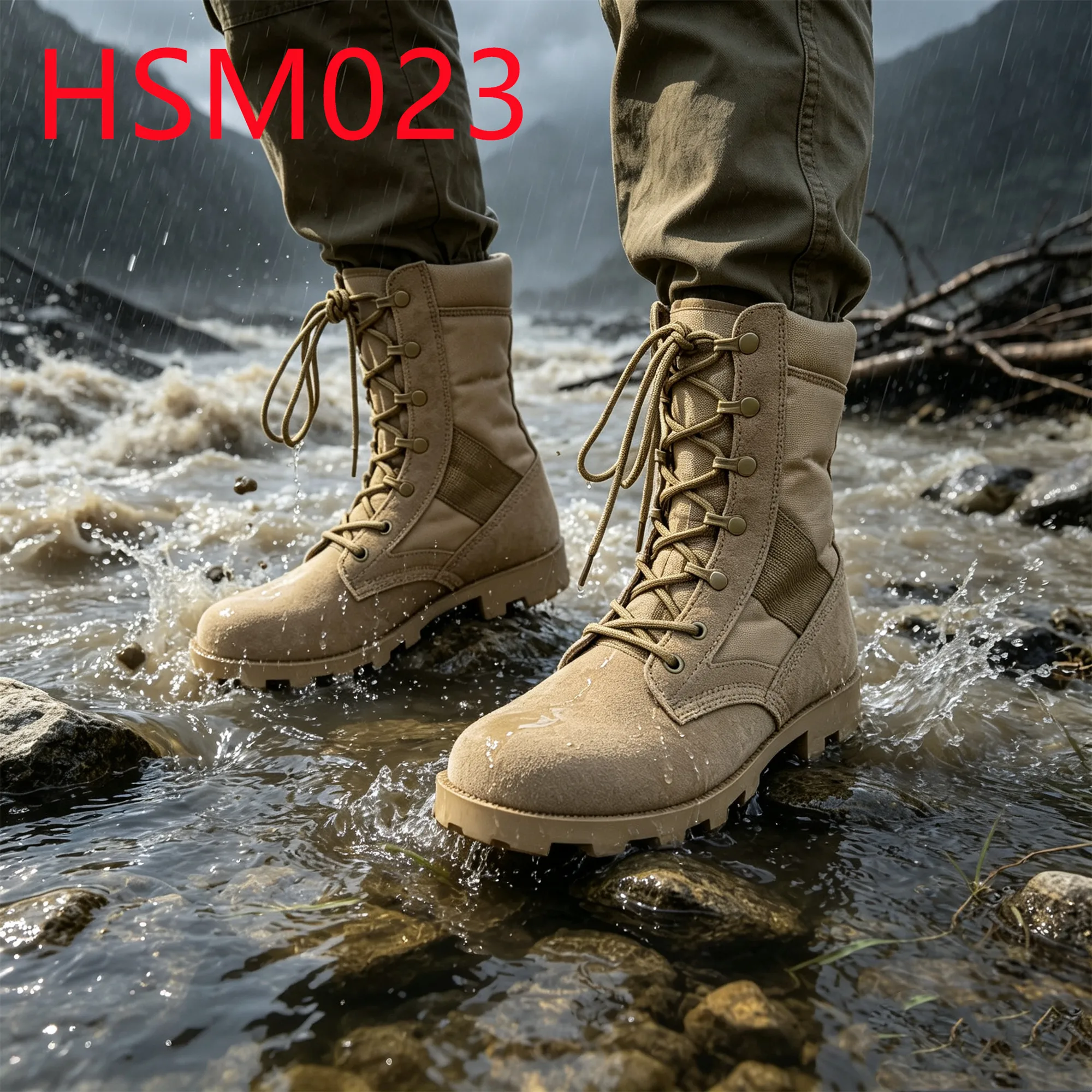 HY,Extreme Climate Vulcanized Rubber Sole Hua Singh Combat Boots Nigeria Like Water Repellent Nylon Fabric Marching Boots HSM023