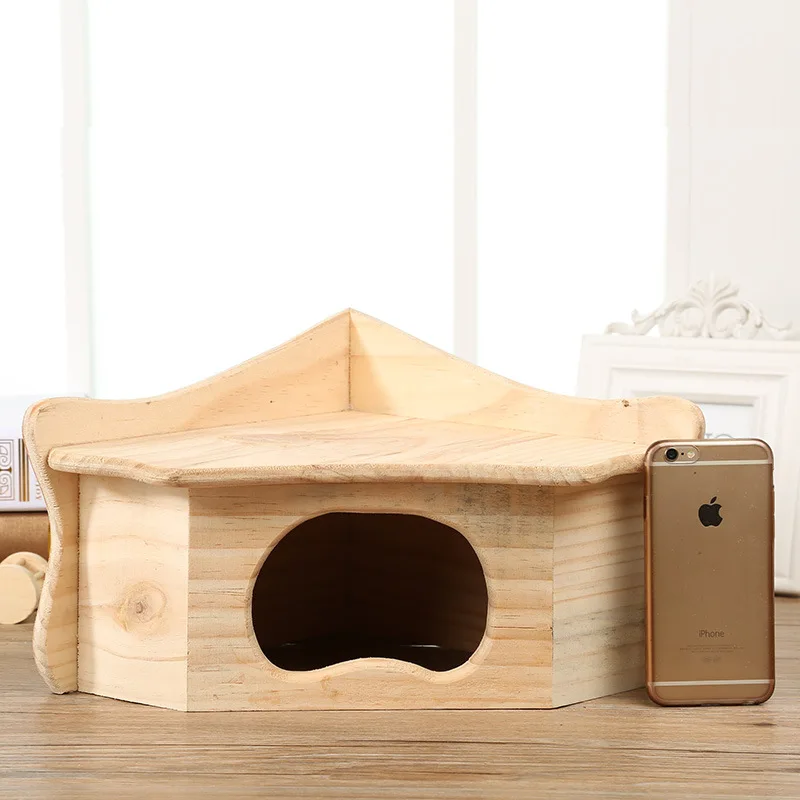 OEM beige Color Wooden Small House for Hamster