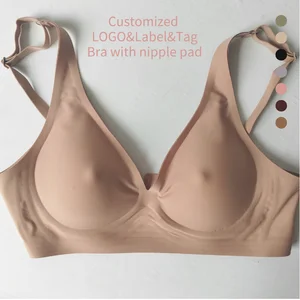 Seamless Push-up Bras for Women Thin Support Brassiere with Comfortable Chest Pad False Nipple Daily Wear Nipple Bra