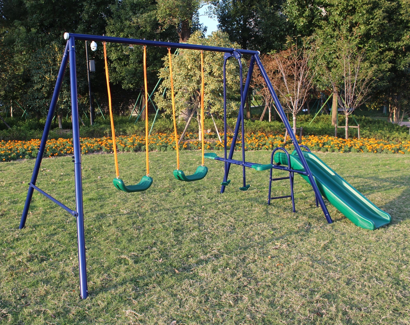 Metal Swing Set Rebo Double Swing Slide Action Station Swing Set