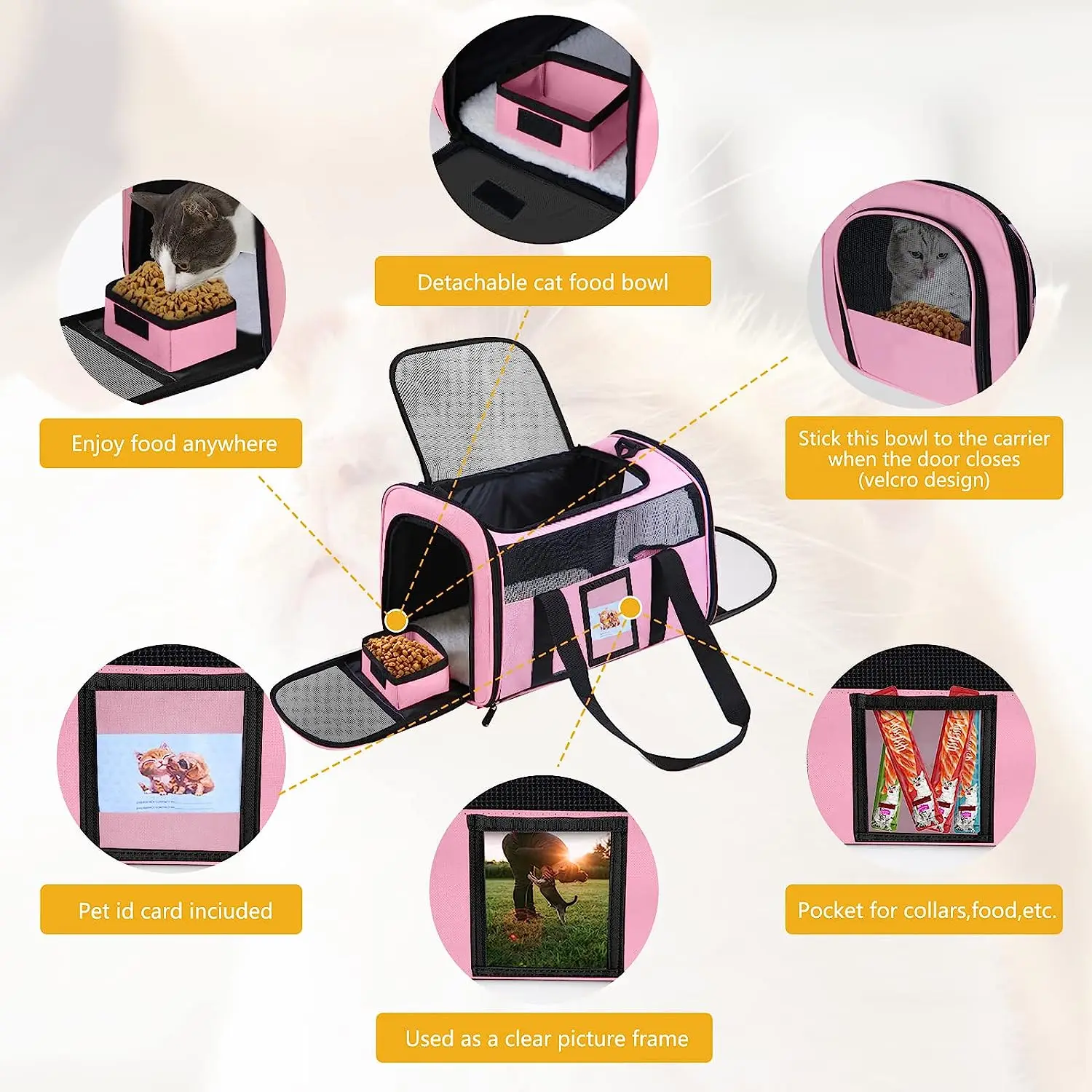 product suitable for outdoor medium and large size custom comfortable pet dog cat carrier bag soft sided  with foldable bowl-52