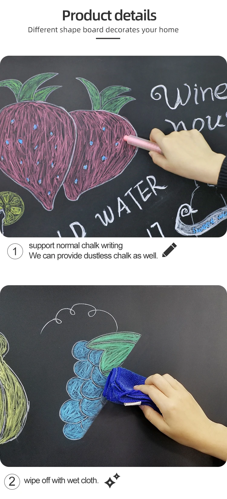 Self Adhesive Iron Back Flexible Wet Erase Magnetic Chalkboard Decal for  Wall - China Magnetic Chalkboard Decal, Chalkboard Decal