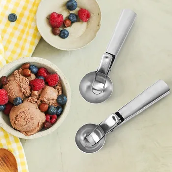 Hot Sale Multifunctional Ice Cream Scoop Stainless Steel Fruit Ball Ice Cream Tools with Widened Handle