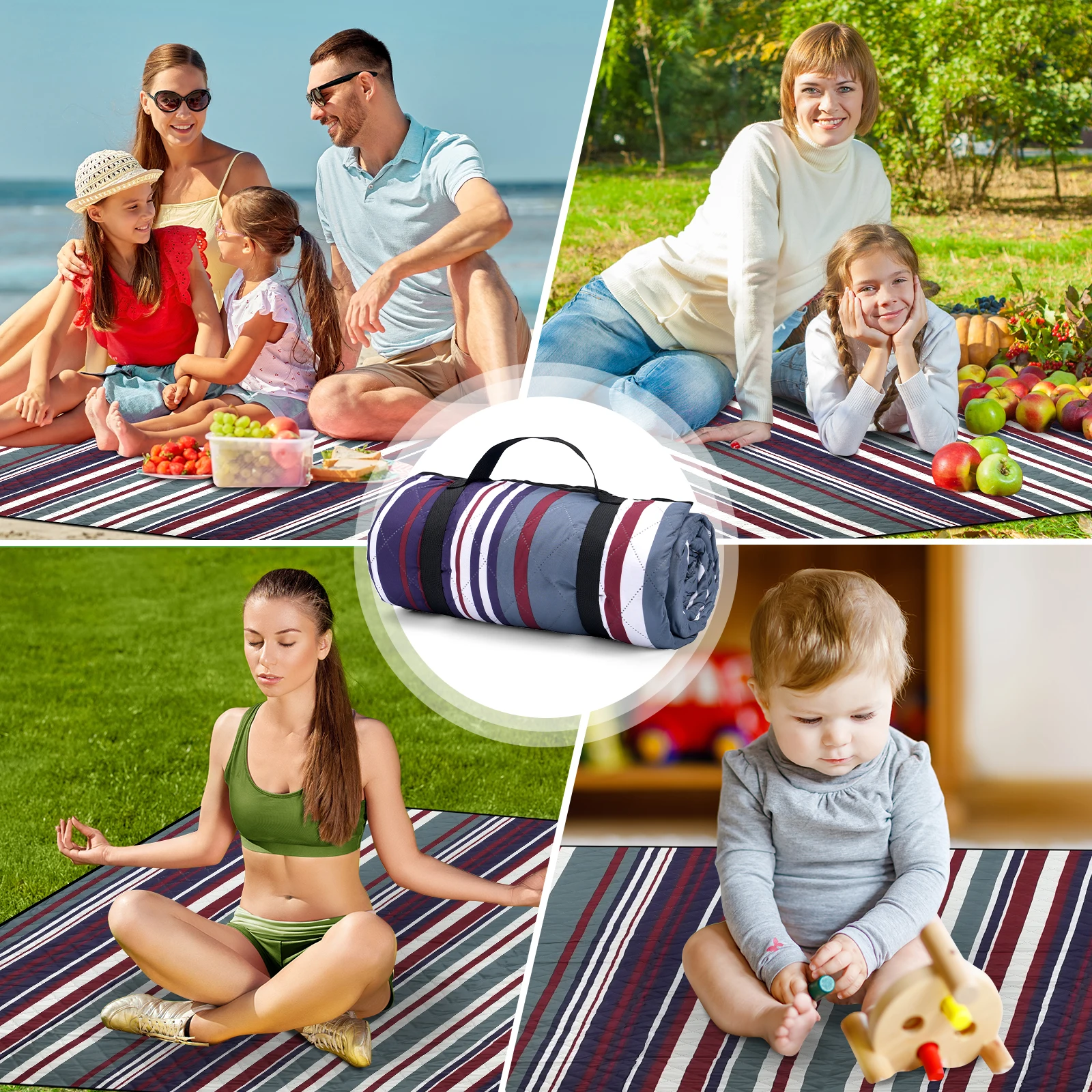 Cheapest Original OEM ODM Supply Outdoor Foldable Portable Sand Proof and Waterproof Picnic Beach Mat Wholesale Picnic Blankets