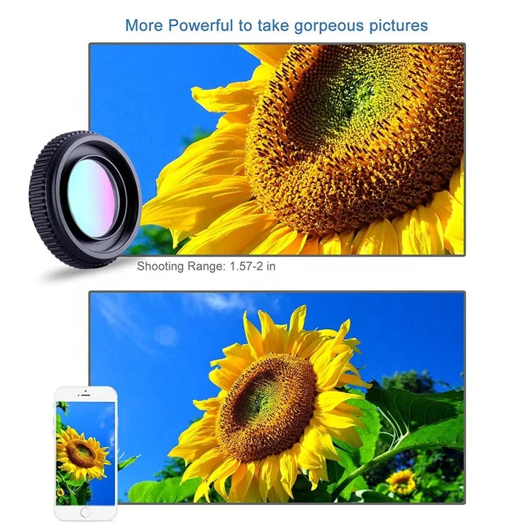 
 Aipaxal универсальный зажим 2 в 1 4K HD Macro и 0,5x супер широкоугольный объектив для мобильного телефона  