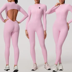 Women Fitness Yoga Wear Outfit One Piece Bodysuit Gym Clothes Workout Fitness Long Sleeve Sport Jumpsuit