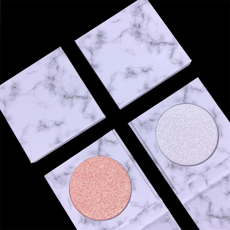 Low Moq 6 Colors Lightweight Shimmer Vegan Cosmetics High Pigment Single Custom Makeup Private Label Marble Highlight Palette