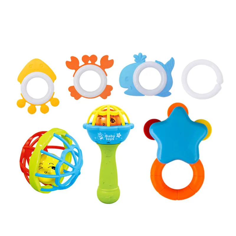 7 шт набор погремушек Прорезыватель для зубов для новорожденных, дрожание рук колокольчик Игрушка детские погремушки игрушки для режущихся зубов