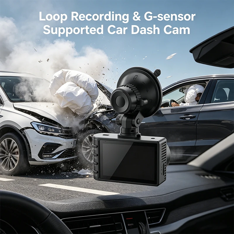 T5E Custom Logo 2K Car Dash Cam & Video Recorder Front/Rear 2.4G WiFi Enabled APP Control Loop Recording G-sensor Dual Lens