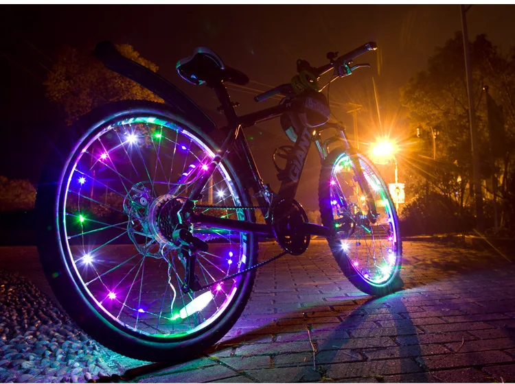 超亮防水自行车串灯骑车装饰安全警示轮胎条灯led自行车车轮灯