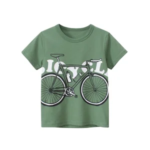 Breathable O-Neck Casual Bicycle Pattern Design Short Sleeve Boys T Shirt