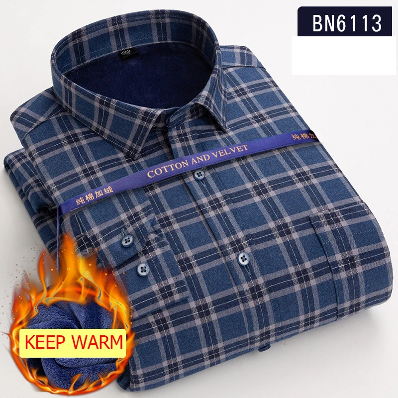 Winter Warm Shirt in Bulk Custom Thickened Checked Shirt Shirts for Men Long Sleeve