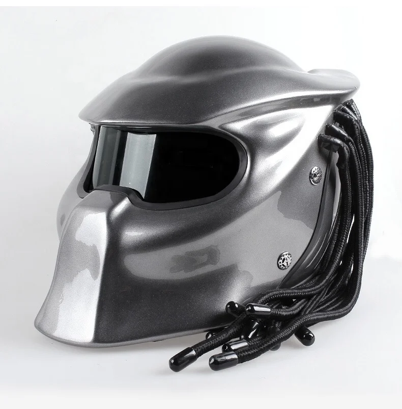 Predator Motorcycle Helmet with Warning Lights Retro Full Face