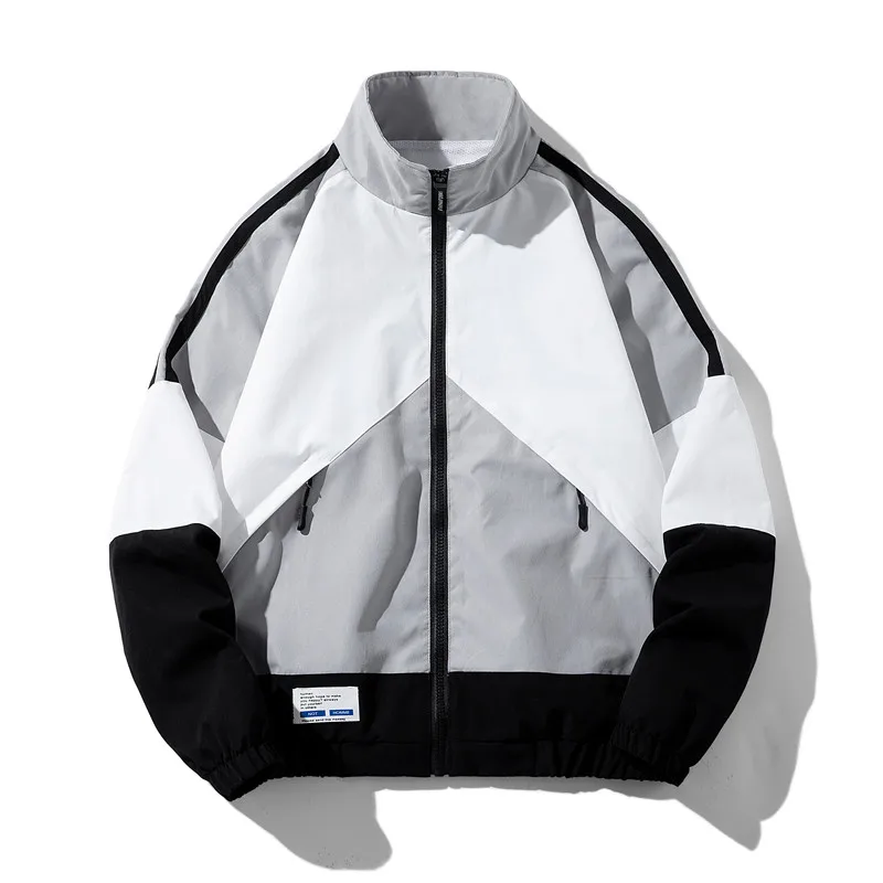 Men's Autumn Outdoor Zipper Up Windbreaker Custom Patchwork Sport Casual Mens Trench Jacket_voghion.com
