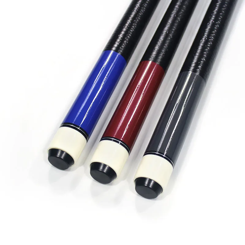 Factory Wholesale Two-PC Canada Maple Snooker Billiard Pool Cue Blue Red Grey Solid Color with Steel Joint Cheap Price