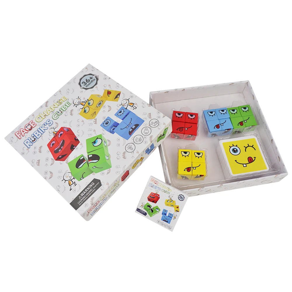 Magical Expression Puzzle: Wooden Face Changing Cubes Game – WonderKiddos