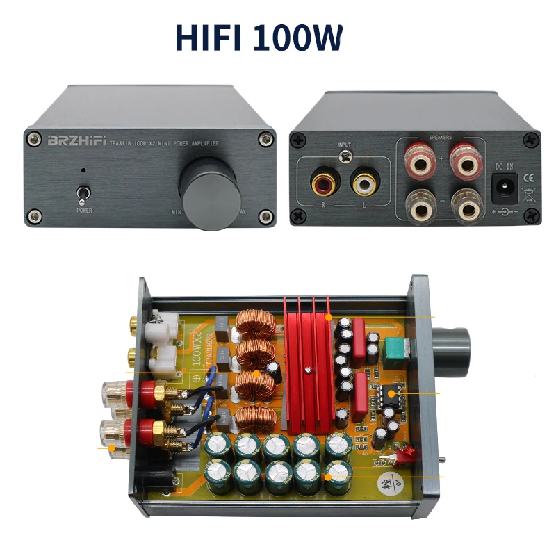 HIFI 2.0ステレオデジタルアンプ ミニ TPA3116 50W×2 100W×2 Bluetooth HIFI 2.0ステレオデジタルアンプ ミニ TPA3116 50W×2 100W×2 Bluetooth