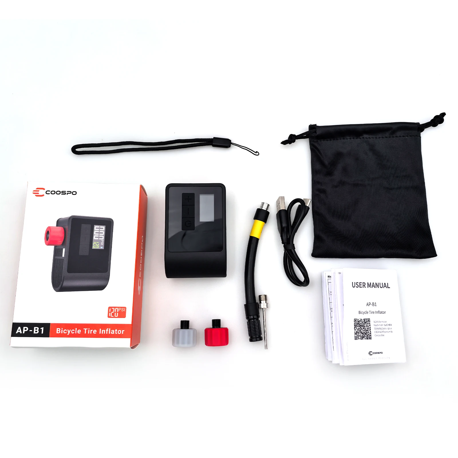 COOSPO Elektrische Fahrradpumpe - Tragbare Handluftpumpe fr Reifen