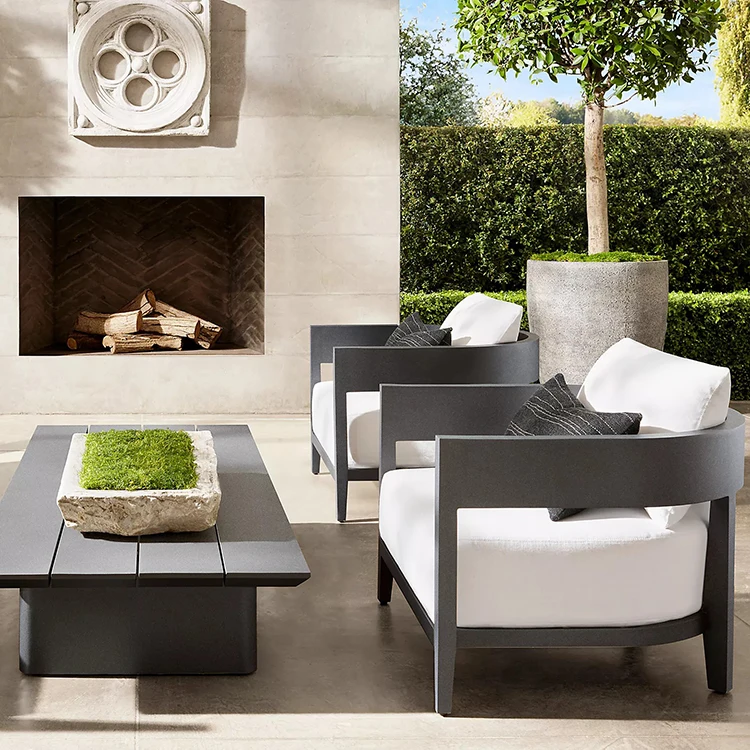 Modern Design Patio Furniture 4 Pcs Luxury Aluminum Outdoor Sofa Set ...