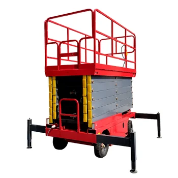 Manual traction four-wheel lift platform trailer traction mobile scissor lift